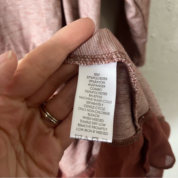 LOGO Lori Goldstein Shirt Women's 1X Striped Mixed Media Jersey Knit Pocket Tee - Picture 7 of 7